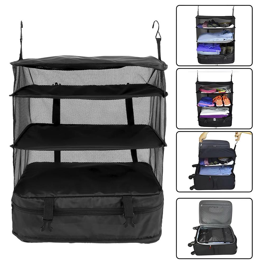 Foldable Hanging Travel Organizer 3-Layer Multi-Functional Storage Bag for Clothes And Toiletries