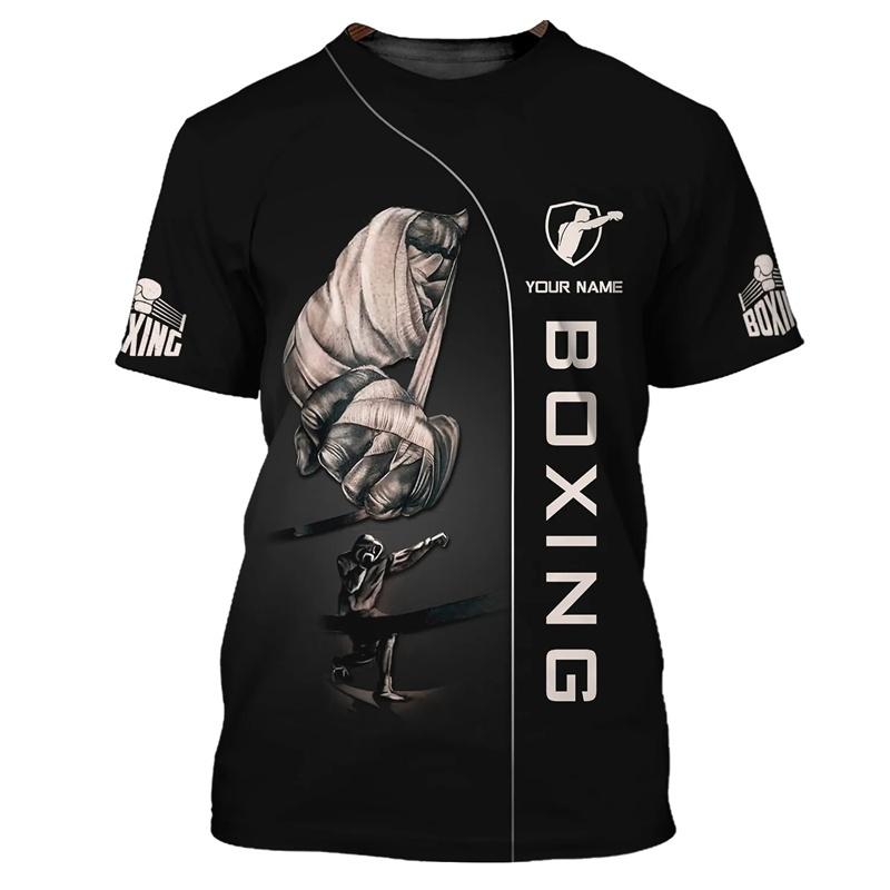 Boxer Uniform Pattern T Shirt For Men Customized Name 3D Printed Short Sleeve Tops Summer Casual Round Neck Loose Tee Shirts