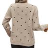 Autumn Winter Women's Casual Knit Polka Dot Print Sweater with Long Sleeves