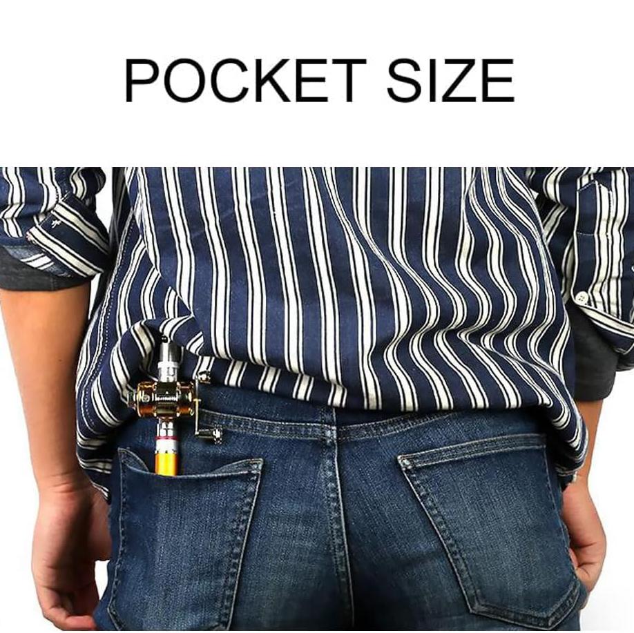 Mini-Taschen-Eisangelruten, tragbare, teleskopische Angelruten- und Rollenkombinationen in Stiftform, Set mit Rädern für den Außenbereich zum Angeln im Flusssee