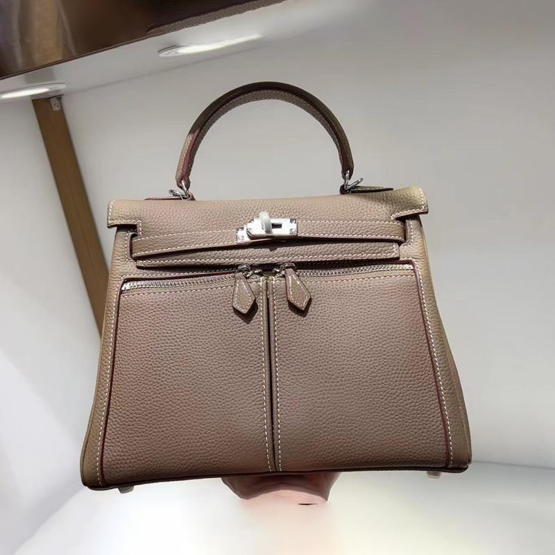 

Новая сумка Lakis с двойными молниями и широкими плечевыми ремнями, высококачественная, с несколькими карманами, хорошая текстура, натуральная коровья кожа 25x8.5x18cm