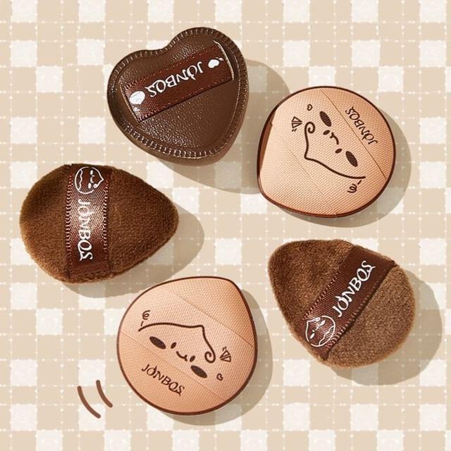 Nreain - Set of 5: Cartoon Powder Puff (Various Designs) Set Of 5 - Brown