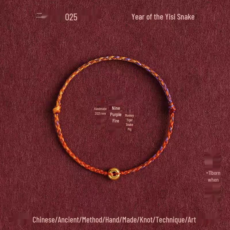 Pure Gold 999 Zodiac Red String Bracelet with Luck Beads for Baby's Full Moon or New Year