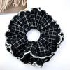 Women's Retro Black Floral Lace and Polka Dot Scrunchie Hair Accessories