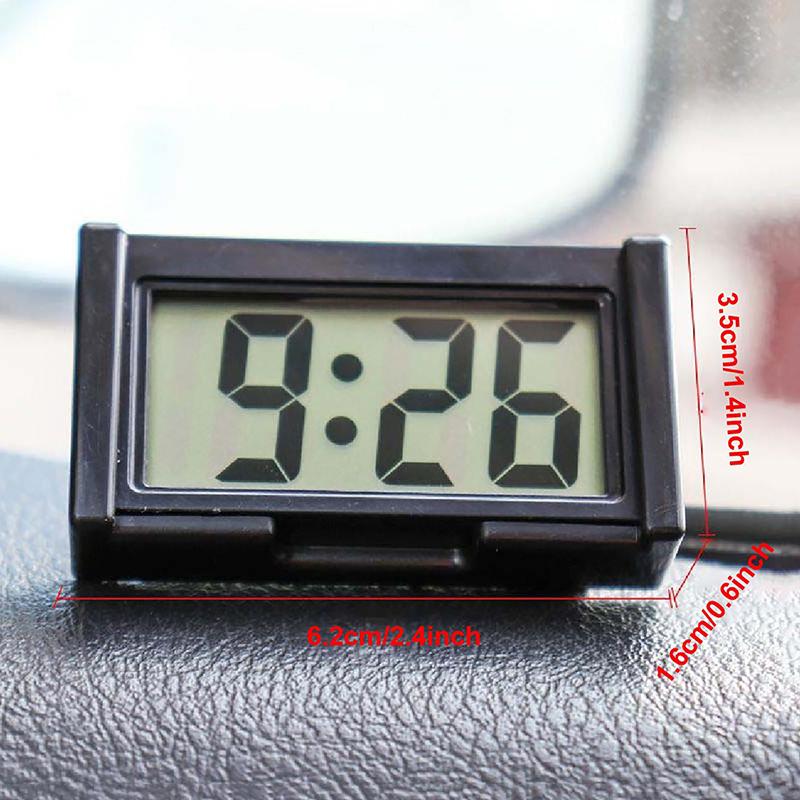 Mini Car Dashboard Digital Clock Vehicle Self-Adhesive With LCD Time Day Display