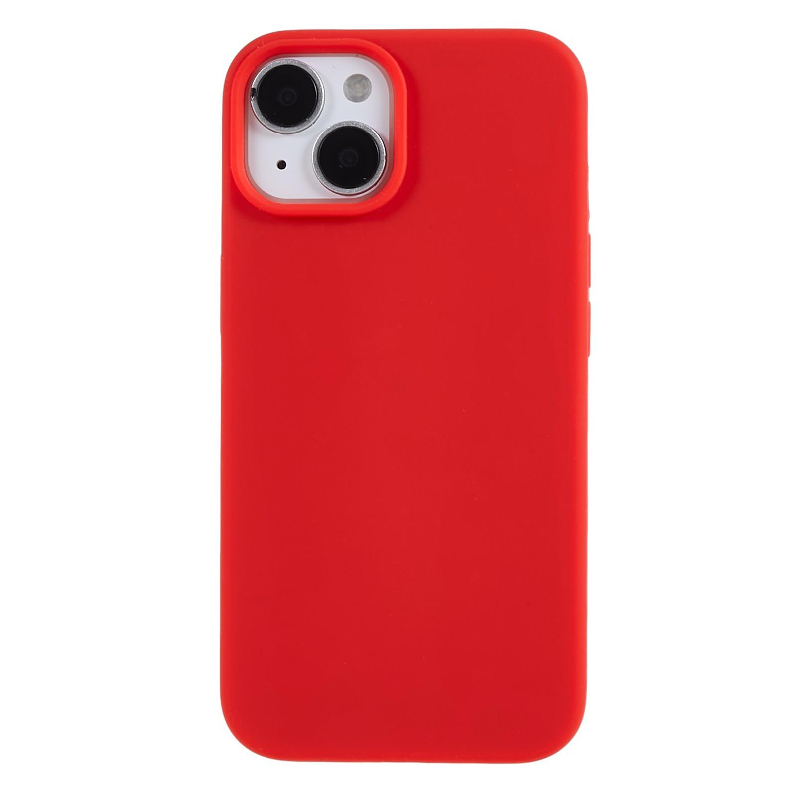

For iPhone 14 Scratch Proof Liquid Silicone Phone Case Back Protective Cover with Soft Lining Red