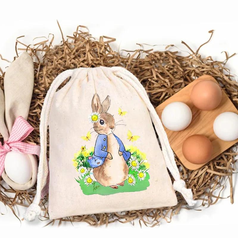 

5 шт. подарочные пакеты для конфет с кроликом, весенний сад, для наполнения корзины для охоты за яйцами, украшение для вечеринки на Пасху, подарок для мальчика, девочки 13x18cm&5 pieces