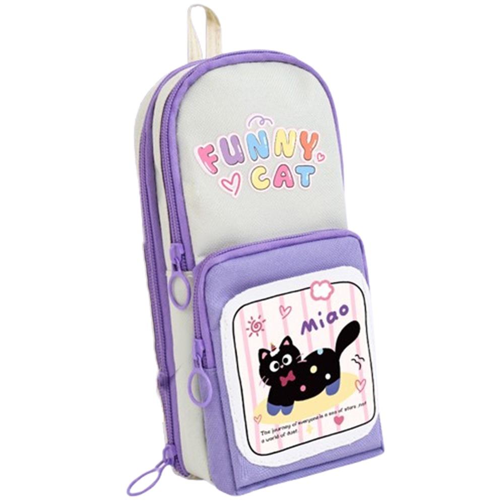 

3 Layer Capibala Pencil Pouch INS Cartoon Pencil Case Cosmetics Bag Capybara Pen Bag Girls/Boys фиолетовый