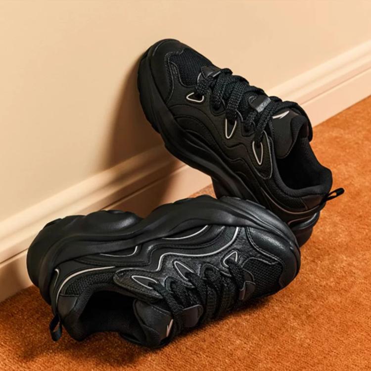 Anta Comfortable Versatile Cute Claw Shoes Non-Slip Wear-Resistant Low-Top Casual Shoes Women Sneaker Black Silver 122518880R-2