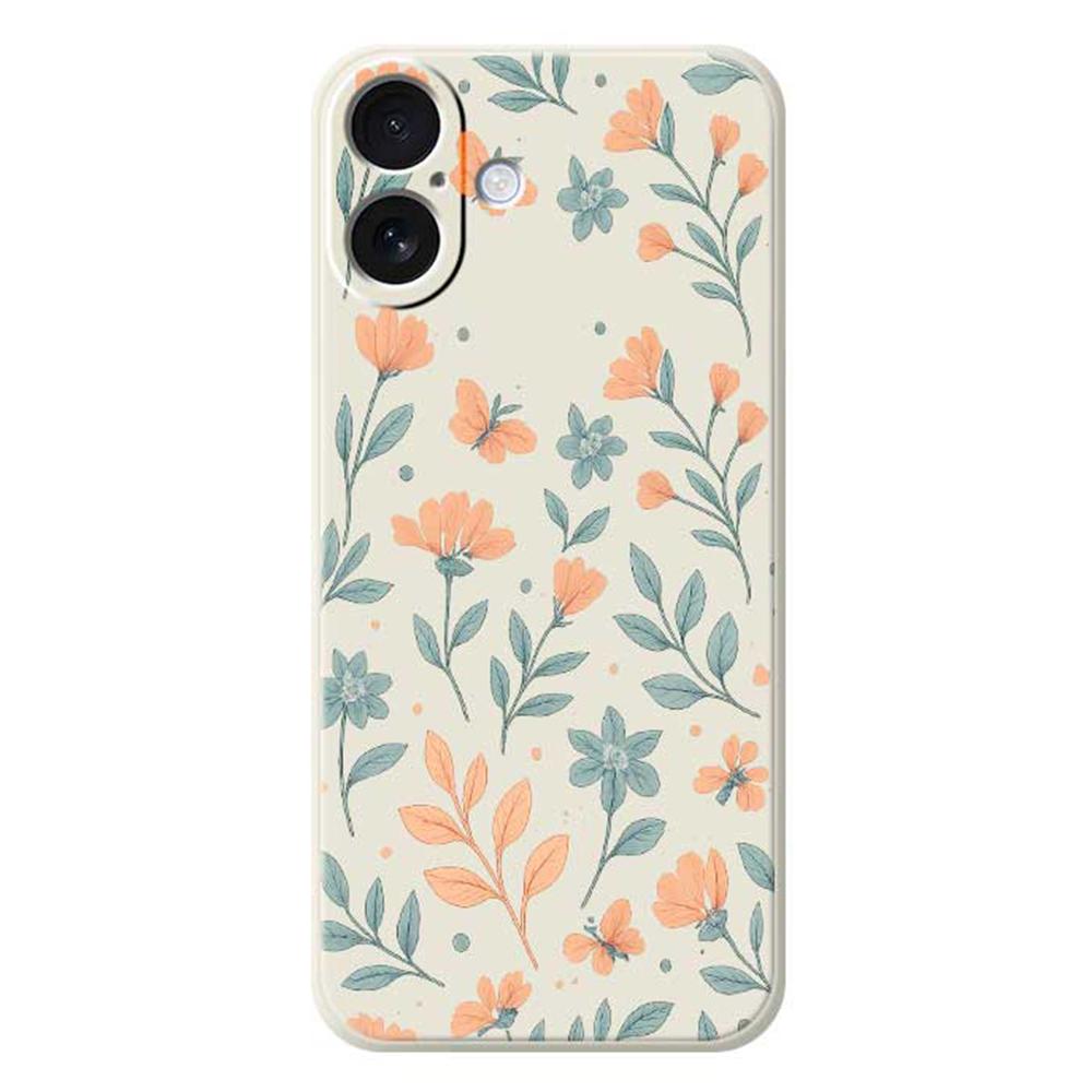 

For iPhone 17 Case Yellow Flowers Pattern Printing Straight Edge TPU Phone Back Cover Beige