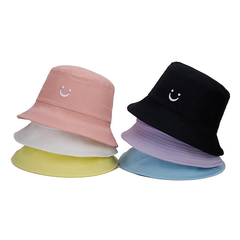 New cute children's simple smiley face bucket hat summer outdoor play sunscreen sunshade basin hat sun hat
