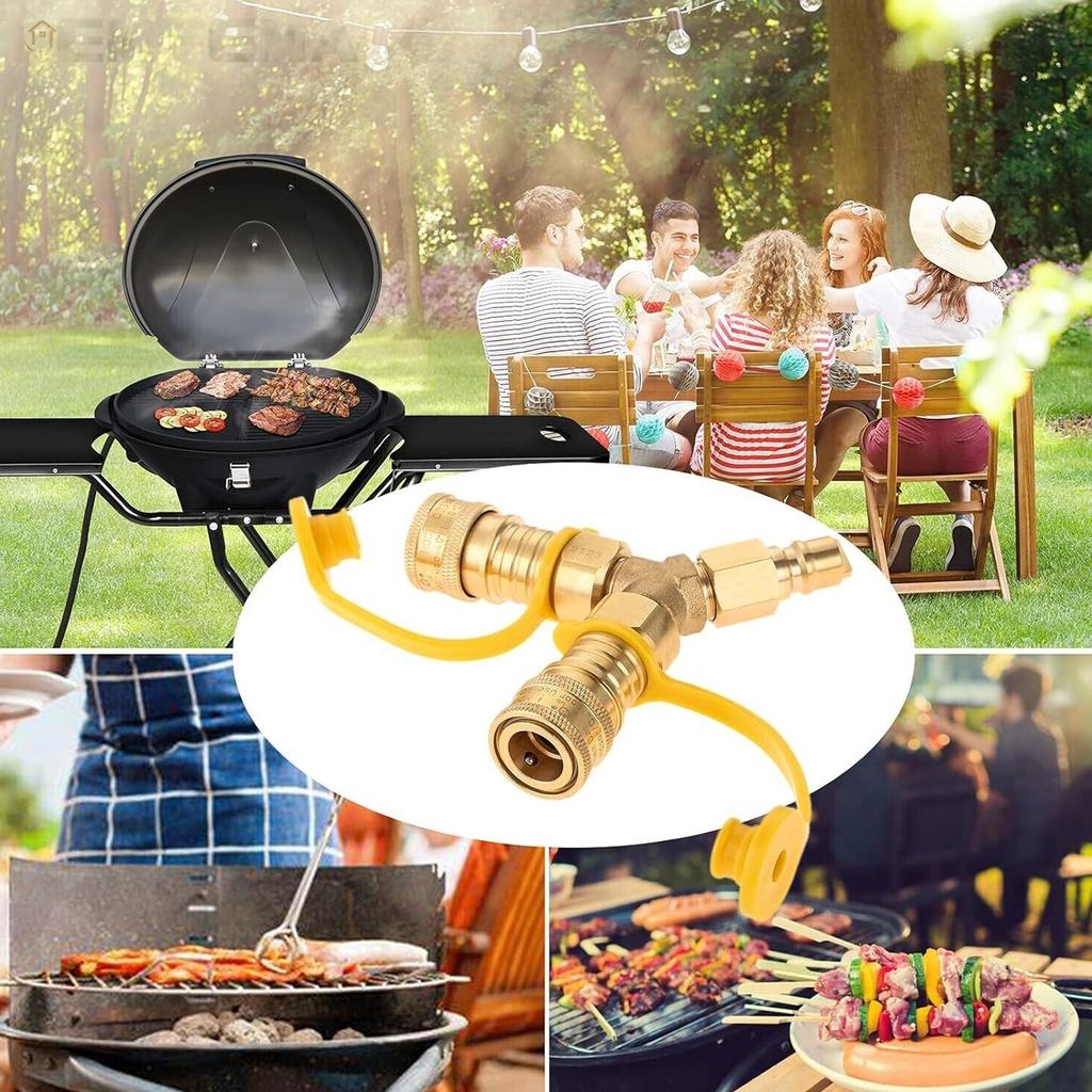 3/8inch Natural Gas Y Splitter Low Pressure Propane Gas Quick Connect/Disconnect Separator Adapter Easy To Install