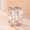 White Zircon Luxury Crystal Square Stone Hoop Earrings For Women Vintage Gold Color Ear Buckle Wedding Jewelry Versatile Gifts