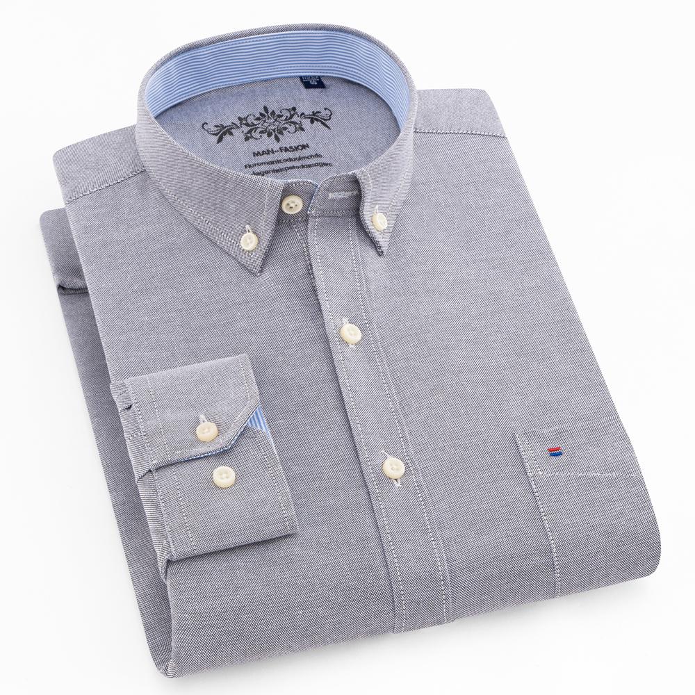 Men‘s Fashionable Cotton Blend Long Sleeve Oxford Shirt - Premium Quality Breathable, Button Up Design - Ideal for Business & Formal Events