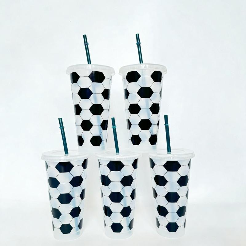 10PCS Sports Theme Drinking Cups Dishwasher Safe Football Printed Drinkware Suitable for Hot and Cold Beverages