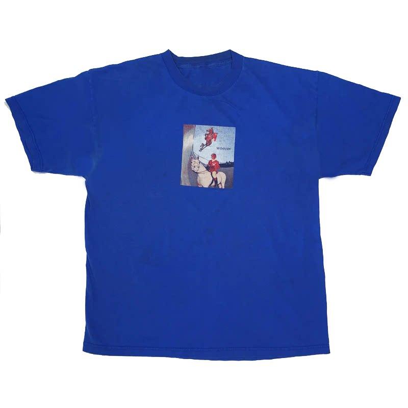 Weezers Alternative Rock Band  Simple and Elegant American Vintage Shortsleeved Tshirt with English Letters