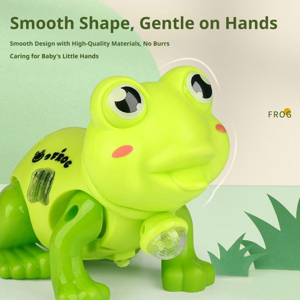 Electric Jumping Frog Toy Pull Along Walking Frog with Light Music Toddler Interactive Educational Toy