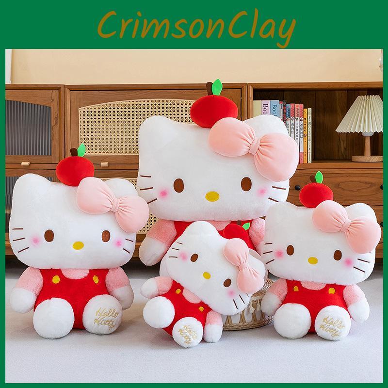 Apple Kt Cat Plush Toy With Short Pile Fur Soft Doll For Girls Sleep Pillow And Gift