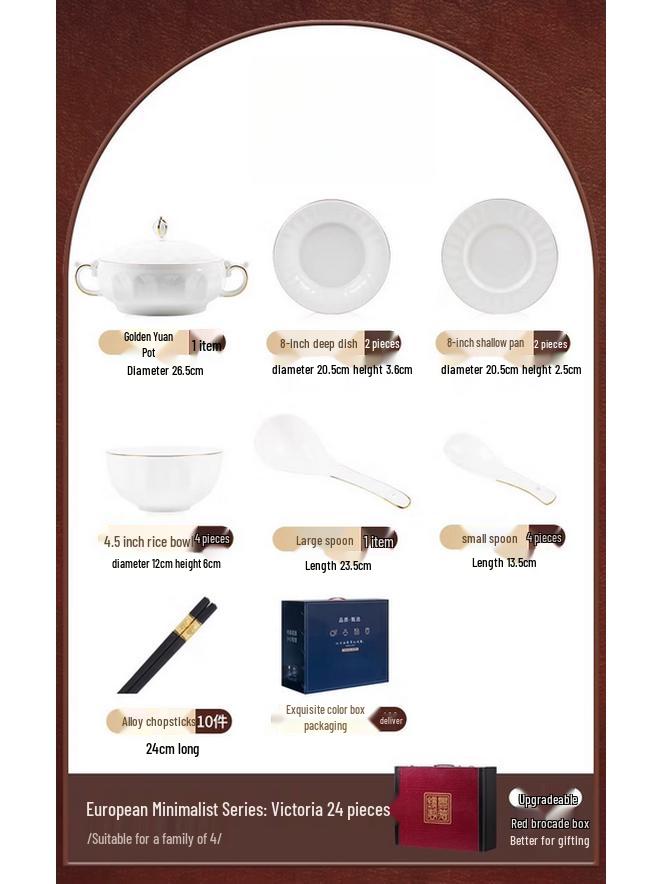 Jingdezhen Victoria Cream Style Dinnerware Set