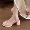 Fashion New Fairy Style Bows,fashion,high-heeled Sandals French Style Platform Shoes for Women in The Summer of 2025,paired with Skirts