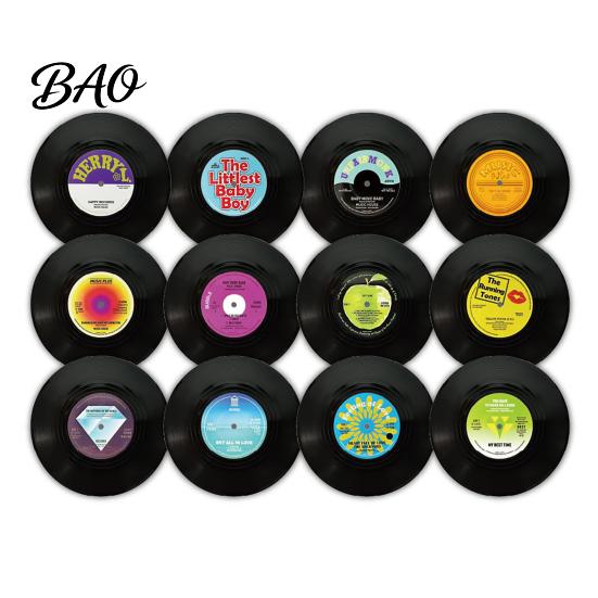 Non-slip Solid Wood Cup Mats Retro Elk/Vinyl Record Coasters, Decorative Wooden Mats, Insulated Table Natural Decor for Home Office Mat, Non