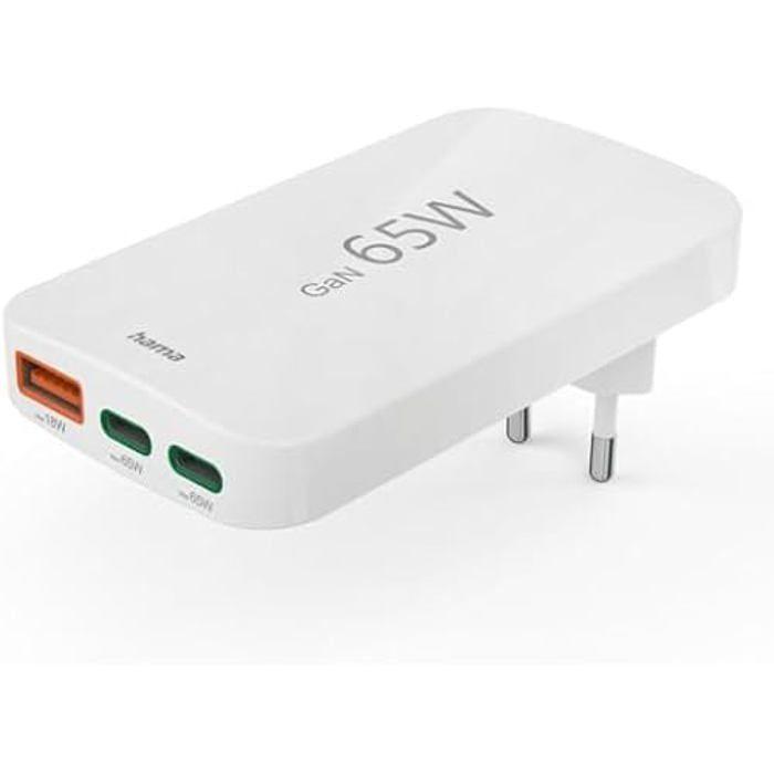 Chargeur Rapide - HAMA - 65W - 2 USB-C - 1 USB-A - Power Delivery - Quick Charge