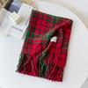 Circle yarn plaid shawl women's winter high-end atmosphere red scarf three christmas scarf shawl