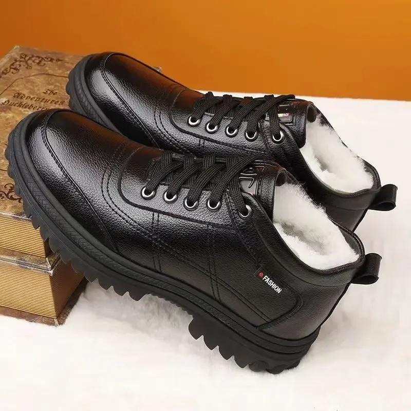 Fashion 2025 Winter Padded Thickened Men's Cotton Shoes Hundred Casual Snow Boots Men's Leather Shoes Outdoors Men's Shoes Men Boots