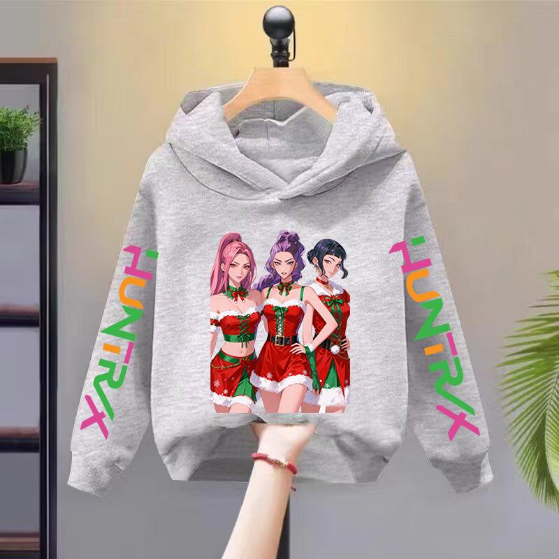 Style KPOP Children's Hooded Sweatshirt, Fashionable and Comfortable Christmas Series, Girls' Fashionable Oversized Sportswear, Street Wear