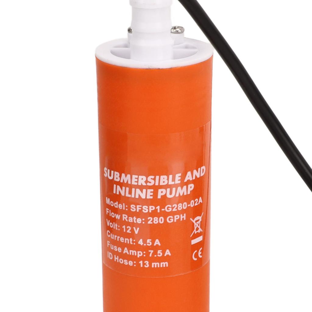 12V Boat Bilge Pump 280GPH Low Noise Portable Inline Submersible Pump for RV Yacht Marine Inline Bilge Pump