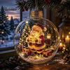 Durable Holiday Party Supplies Glowing Christmas Story Ornament, Mini Scene in Ball, Light Up Hanging Decorations for Garden Clear Plastic Ball