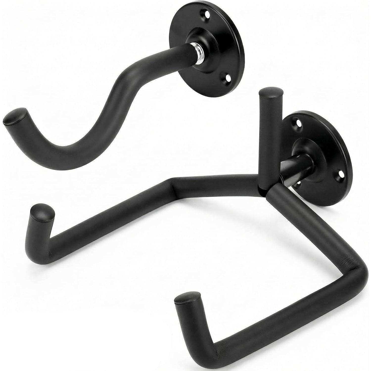 2 Pack Guitar Wall Mount Hanger Metal Wall Bracket with Protective Sponge for Guitars, Ukuleles, and More чёрный