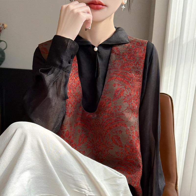 Spring and Summer New Design Traditional Chinese Style Deep V-neck Jacket for Women, Embroidered, Sleeveless, Layered Blazer