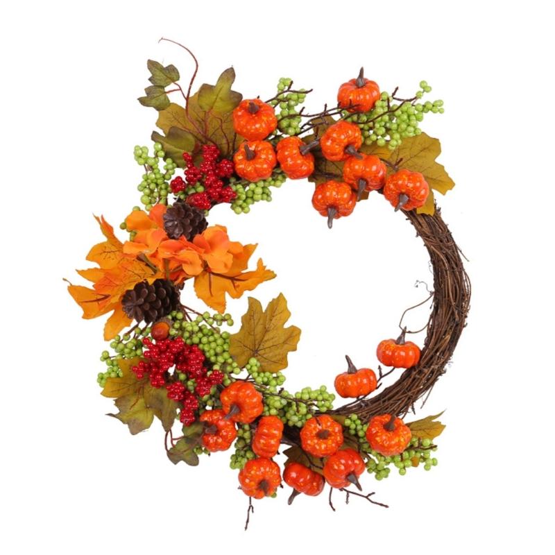 

Halloween Wreath Hanging Decorations Front Door Pumpkin Wreaths Indoor Outdoor Halloween Decoration for Garden Home 1