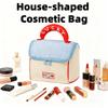 YS00268-Cute House-shaped Cosmetic Bag - Large Capacity, Portable Handheld Storage Bag with Cloud-touch Cartoon Design