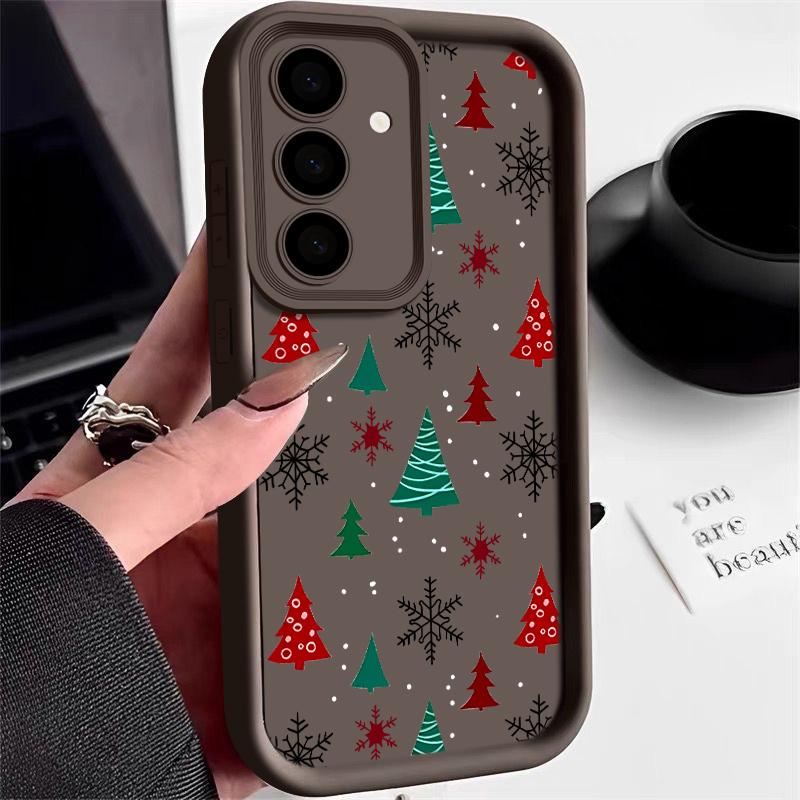For Samsung Galaxy S25 Edge S24 Ultra S23 S22 Plus S21 FE A16 A26 A17 A35 A36 A54 A55 A56 5G Capa Christmas Tree Snowflake Case