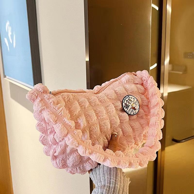 Popular Cloud Bag Fashion Versatile Shoulder Bag Women's Solid Color Portable Underarm Bag Folded Bubble Women's Bag