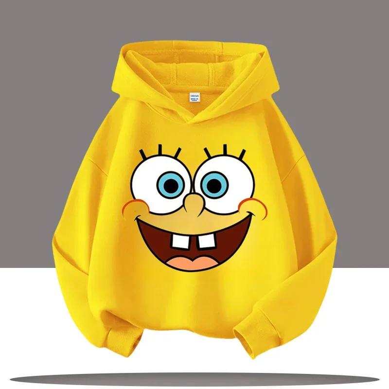 

New Cute Cartoon SpongeBob SquarePants Autumn and Winter Fashion Cute Boys and Girls Daily Outing Warm Children s Hoodies 110