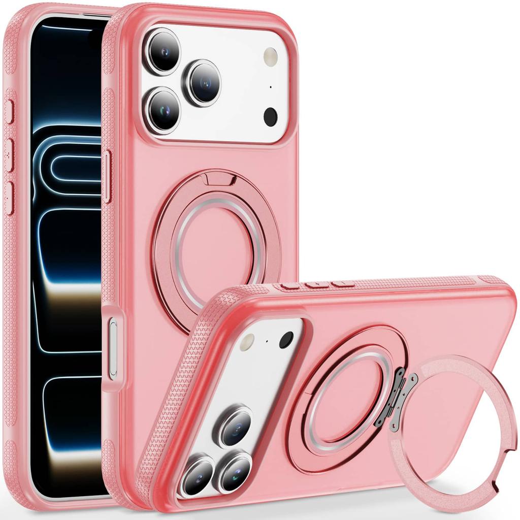 360 Magnetic Stand for iPhone 17/Air/16/15/14/13/12 Pro Max 11 Case, Fit for Magnetic Rotatable Ring Kickstand Slim Translucent