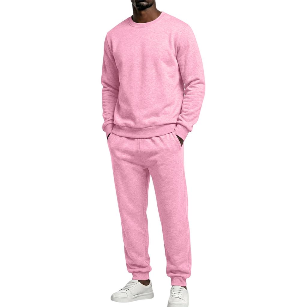 Unisex Sweatsuit Set Casual Loose Fit Neck Sweatshirt and Sweatpants for Men and Women