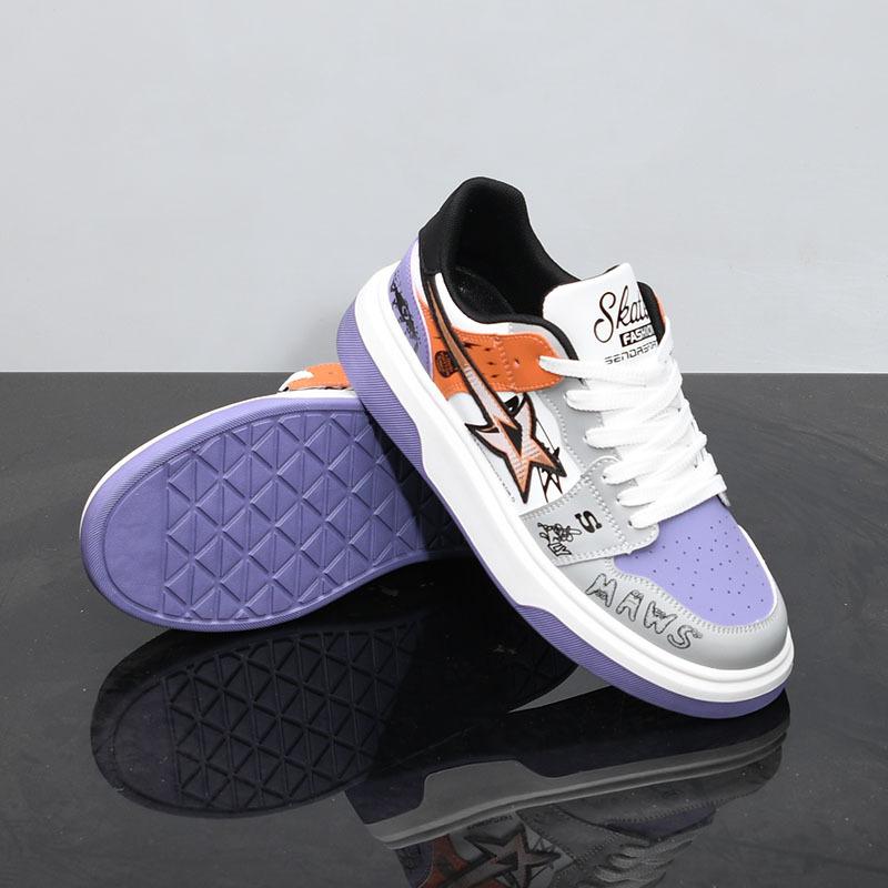 Leather spring new dad shoes youth height increase thick sole breathable casual