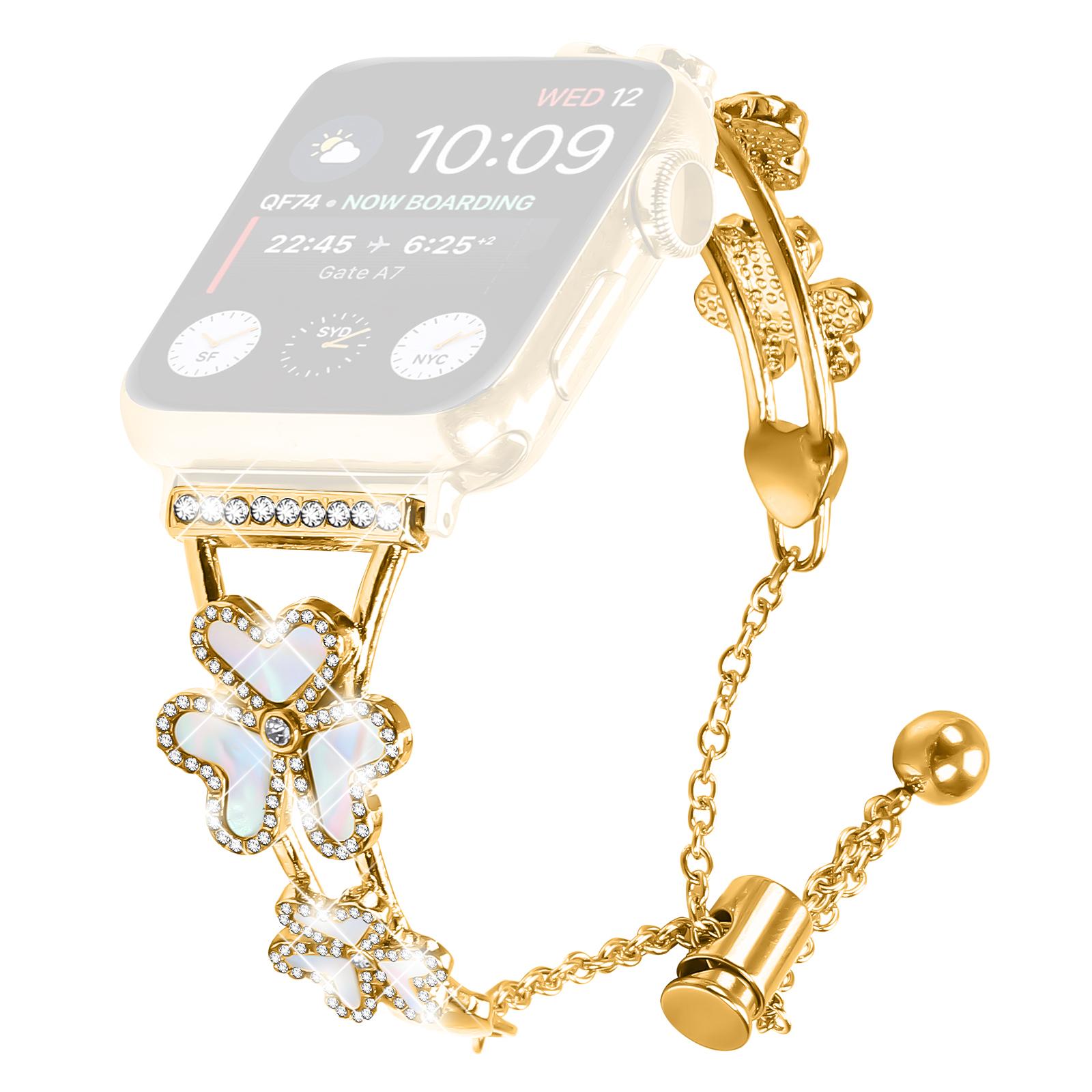 

Metal Band Heart Clover Decor For Apple Watch Series 11 10 42mm/9 8 7 41mm/SE3 SE2 SE 6 5 4 40mm/3 2 1 38mm Watch Bracelet C