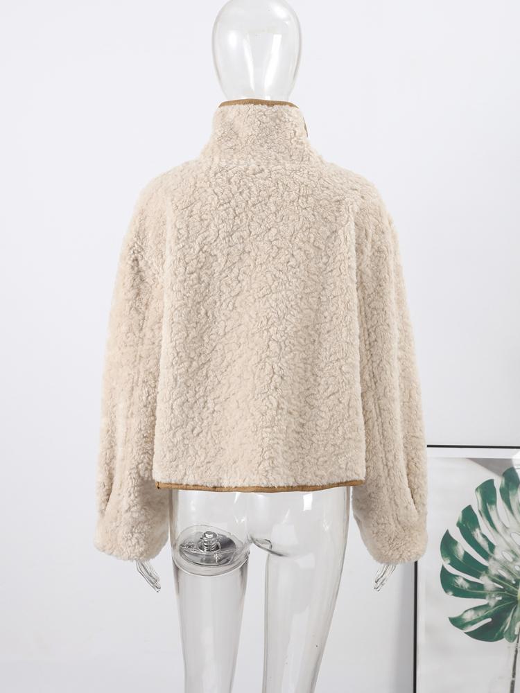 Women's Double-sided Winter Jacket Stand Up Collar Warm Jacket Women's Suede Lamb Wool Jacket Fashionable Thick Jacket Autumn and Winter