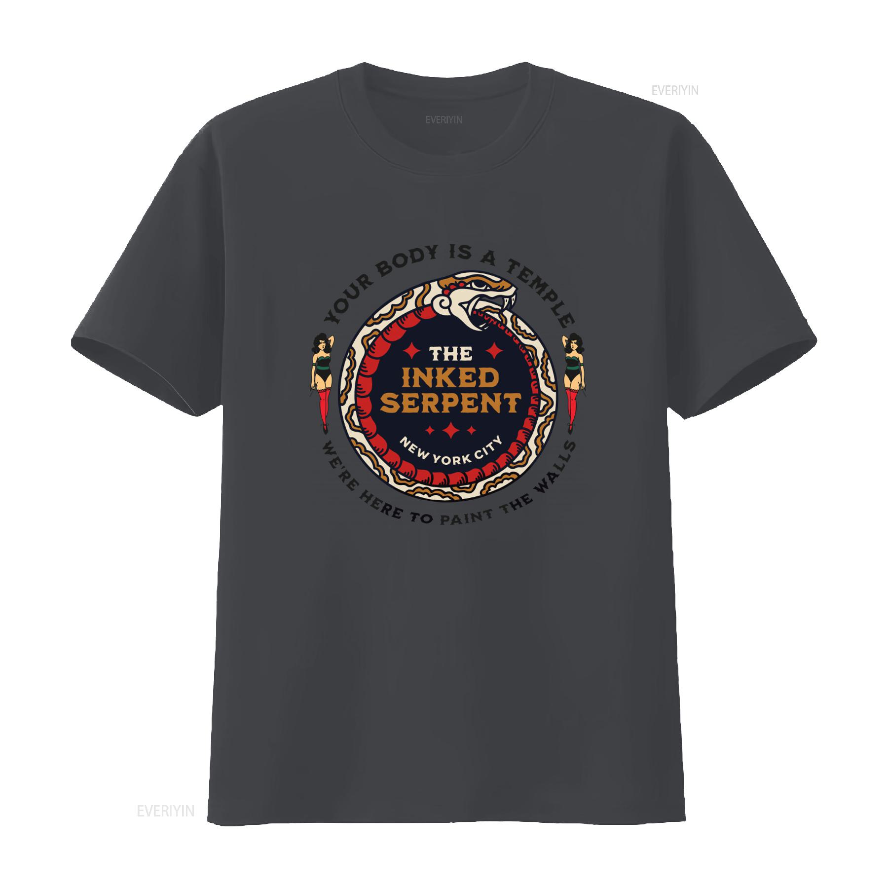

Traditional Tattoo T Shirt Old School Flash Parlor Great Idea The Inked Serpent New York City Your Body Is A Temple Were 4XL