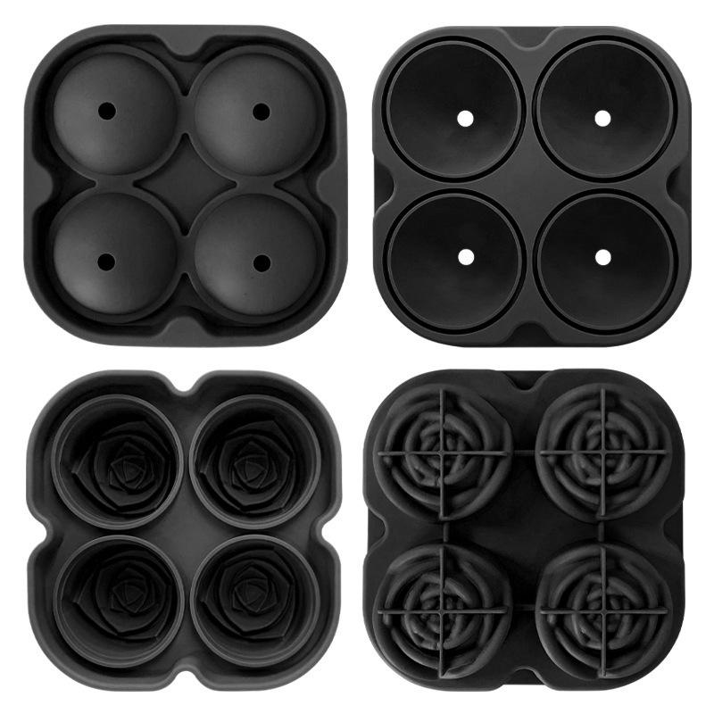 Ice Cube Trays Rose Ice Maker 3D Ice Ball Mold Halloween Skull Chocolate DIY Tool Diamond Silicone Moulds With Funnel