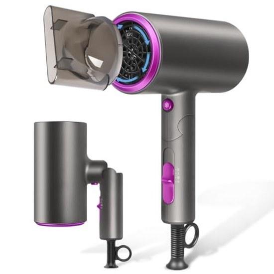 Hair Dryer2026 Evolution ModelHigh Airflow Fast Drying Ultra Lightweight Foldable Portable Dryer Negative Ion 3 Speed Settings Compact Nozzle Overheat