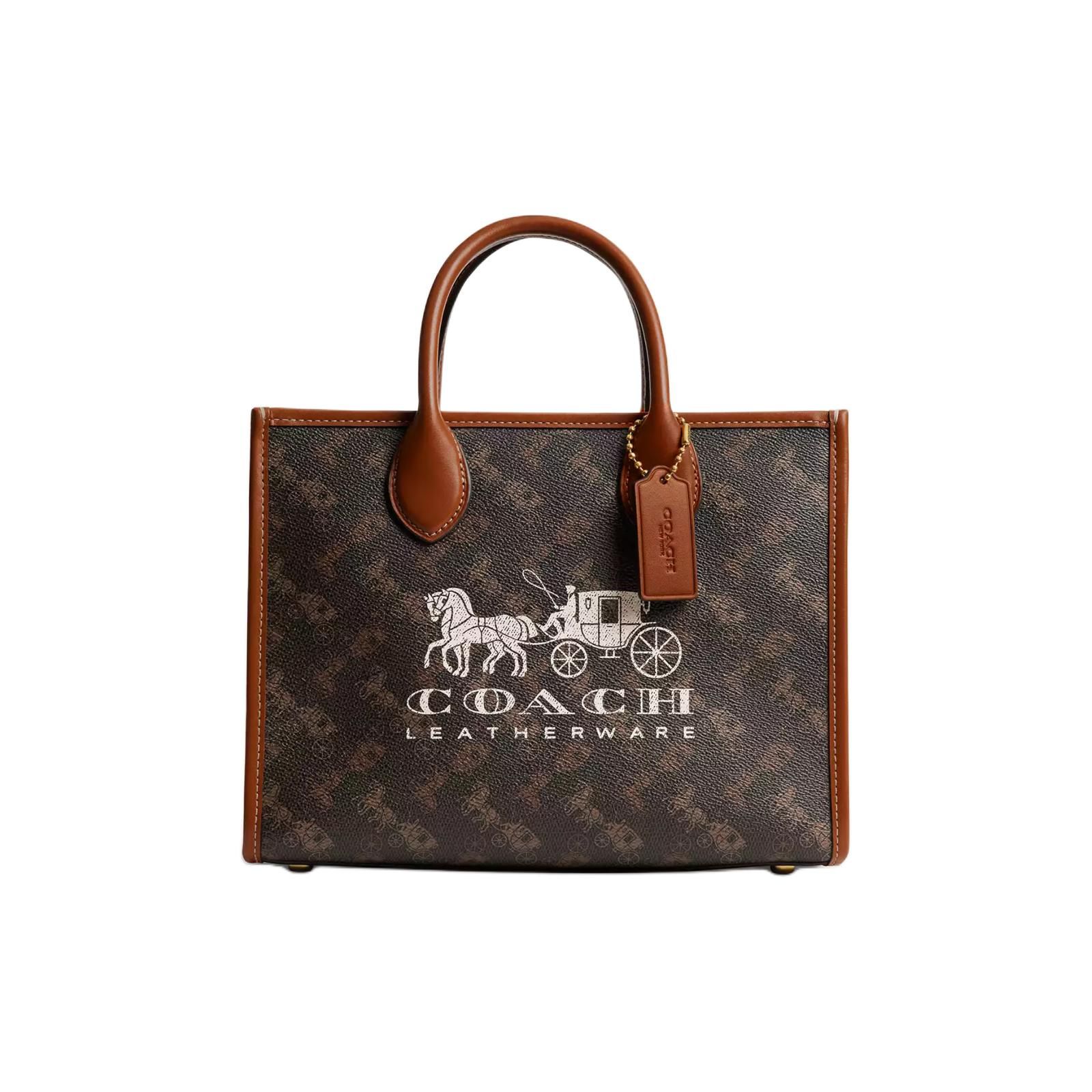 

Coach Ace 26 Horse And Carriage Print Tote Bag Shopping Bag Shoulder Crossbody Bag Coated Canvas And Calfskin Handbag Medium Women tote CR680-B4TXN Basic Set (Bag+Dust Bag)