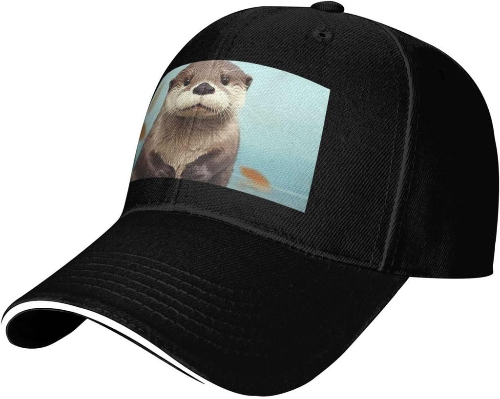 Cute Otter Animal Print Baseball Cap Polyester Adjustable Casual Summer Baseball Hat for Adults