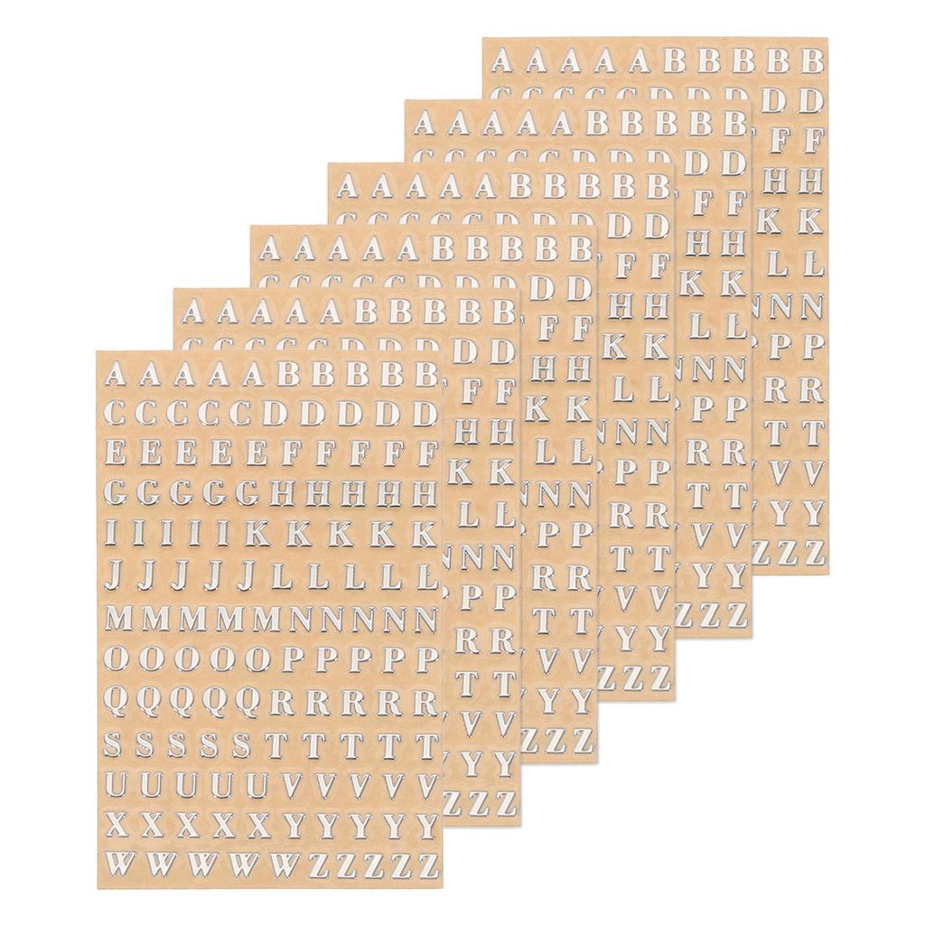 6 Sheets Letter Resin Stickers 3D a to Z Mini Alphabet Sticker Metallic Sparkle Alloy Uppercase for Resin Nail Scrapbooking 3mm