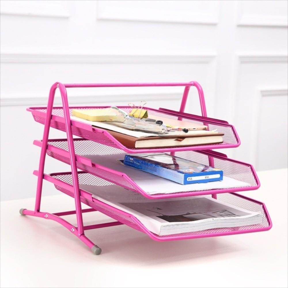 Drawer Style Three-layer File Rack Wire Mesh Desktop Document Rack Desktop Data Tray  Pamphlet